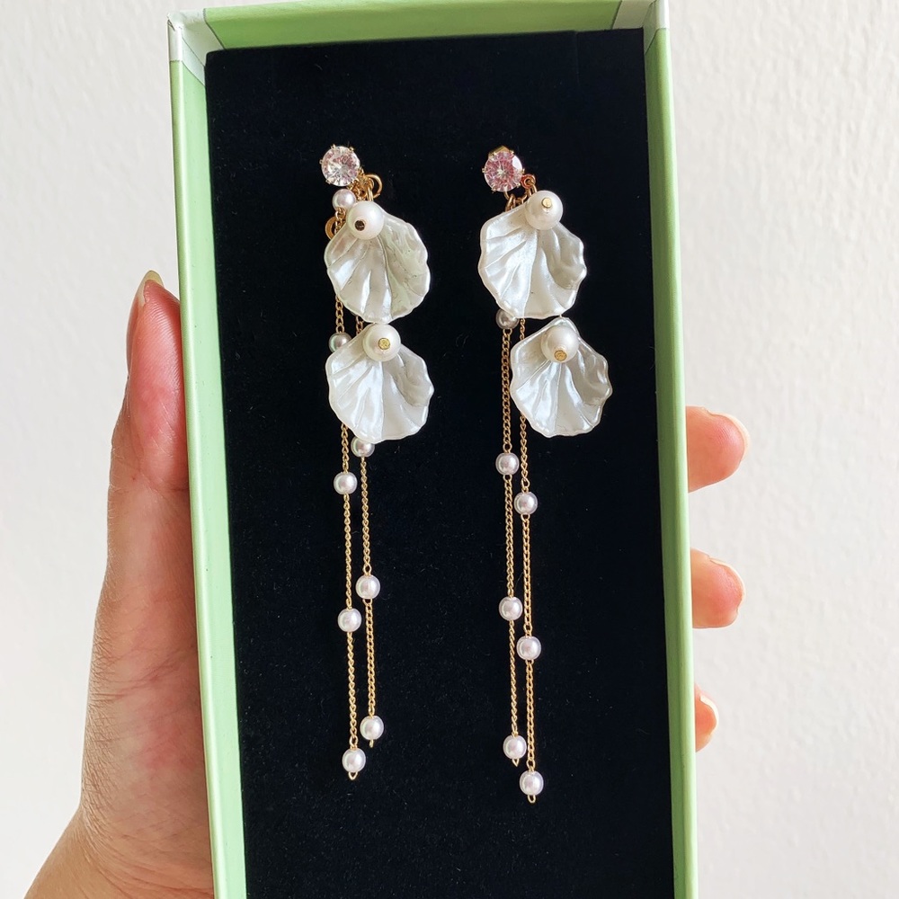 Detachable Drop Pearl earring for bride / wedding